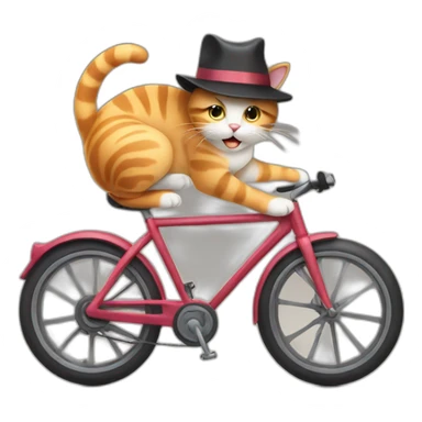 cat with hat on a bike sticker