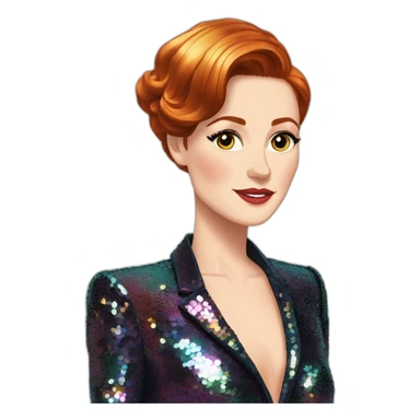 Audrey fleurot smooth hair multicolored sequined suit sticker