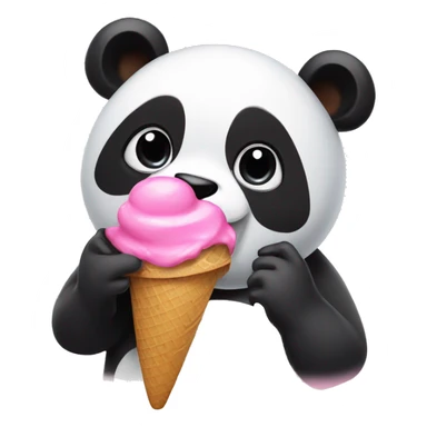 Panda eating pink ice cream sticker