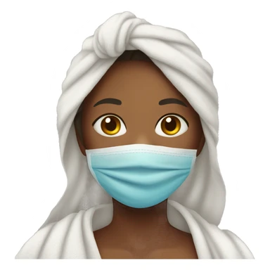 Girl after shower with a towel and mask on the face sticker