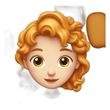 Un garçon amoureux d’une fille rousse qui lui apporte un plat de pâtes sticker