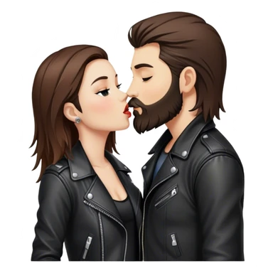 A rocker girl with kissing a brunette boy with a beard and leather jacket  sticker