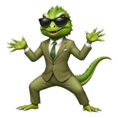capitalist iguana banker godfather with black sunglasses breakdance scaring sticker
