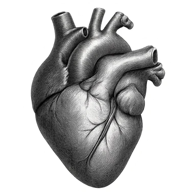 realistic digital art of a heart with a brushed steel finish, no background sticker