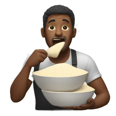 Man eating a pile of flour sticker
