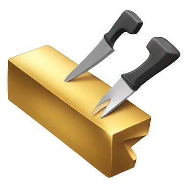 A saw is cutting through a gold bar sticker