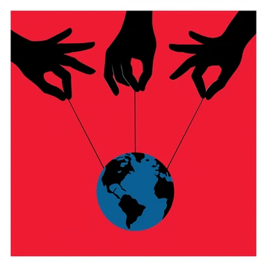 Сгенерируй тоже самое, только три одинаковые такие руки держат так же на веревка планету sticker