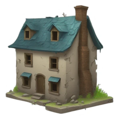 house in ruins sticker
