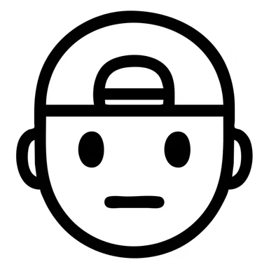 abstract face with a backwards hat, monochrome, strong iconography sticker