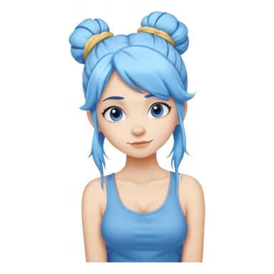 Female Smurf with sky blue hair long hair in a messy bun sticker