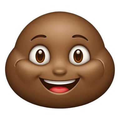 smiling brown mud emoji with a friendly smile, simple and glossy, in the style of iPhone (Apple) emojis sticker