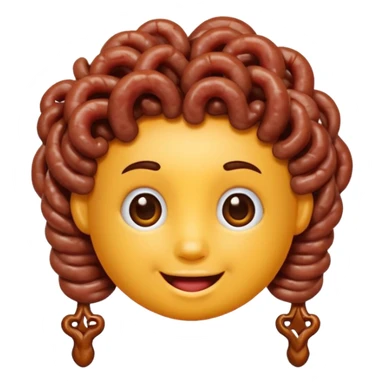Una polpetta di carne con i capelli ricci scuri e una faccia sorridente  sticker