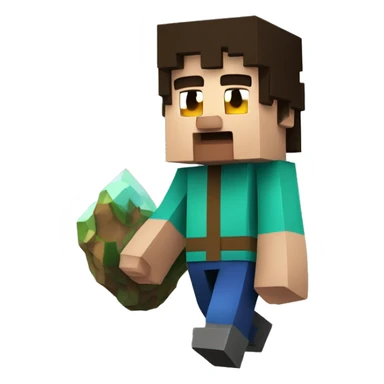 draw a cave from minecraft, in which a character from minecraft is walking, with stalactids around him sticker