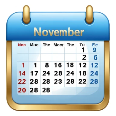 no generate an ios style background free calender icon, blue and gold and white with the date 22 november highlited sticker