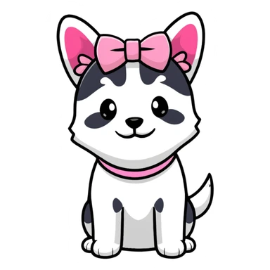 preppy dog with a pink head piece bow sticker