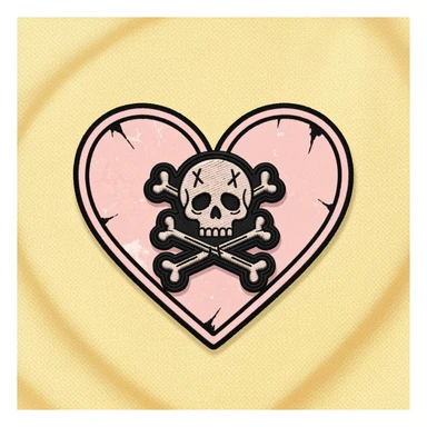 cute emo heart with a stitched patch sticker