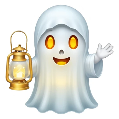 A cute ghost holding a lantern sticker