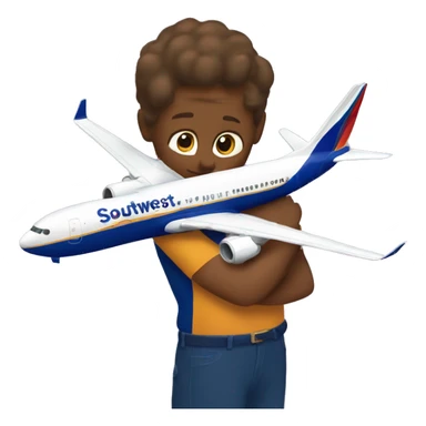 Me hugging a southwest airlines plane sticker