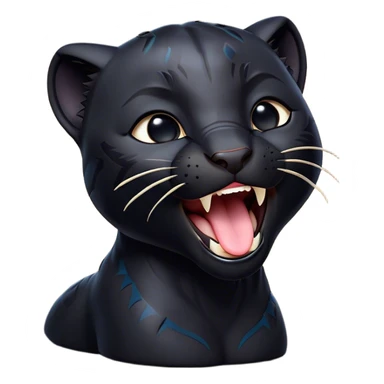 Cinematic Cute Yawning black Panther Portrait Emoji, Head tilted slightly with a dramatic, wide-open yawn, showcasing a sleek, shadowy form with drowsy, half-closed eyes and a relaxed, open expression, Simplified yet irresistibly adorable features, highly detailed, glowing with a soft, cozy dark glow, high shine, relaxed yet expressive, stylized with a dash of whimsical elegance, soft glowing outline, capturing the essence of a drowsy yet affectionate jungle guardian that appears ready to stretch out for a nap! sticker