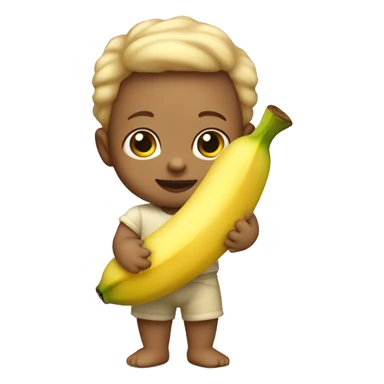 Bold baby light skin holding banana sticker