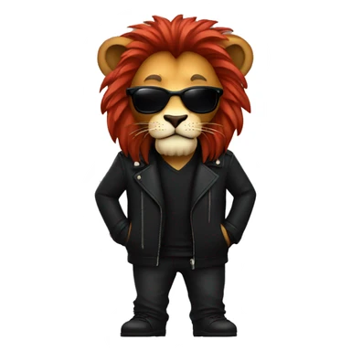 A lion with red hair , black sunglasses and black jacket  sticker