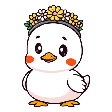 tiny duckling with flower crown sticker