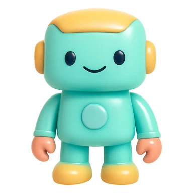 a robot with a friendly face vinyl figure style sticker