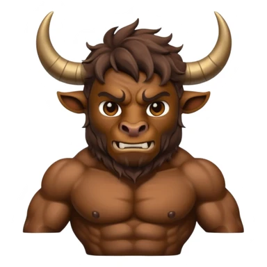 An emoji of a Cretan Minotaur. It has the body of a man and the head of a bull. sticker