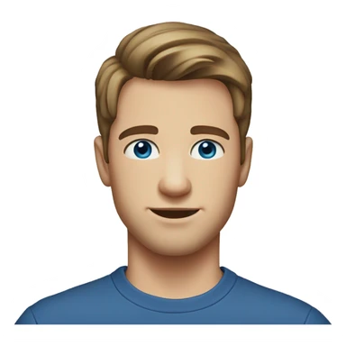 A 23 year old, Caucasian man, with short brown hair,   with blue eyes wearing a t-shirt. sticker