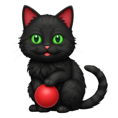 happy black cat playing with small ball sticker