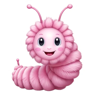 cute light pink caterpillar waving hello sticker