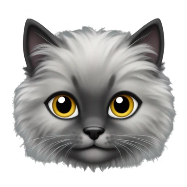 Black and gray fluffy kitten sticker