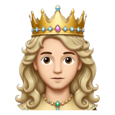 Princes with long glam curled hair, dark brown eyes, light skin tone.  sticker