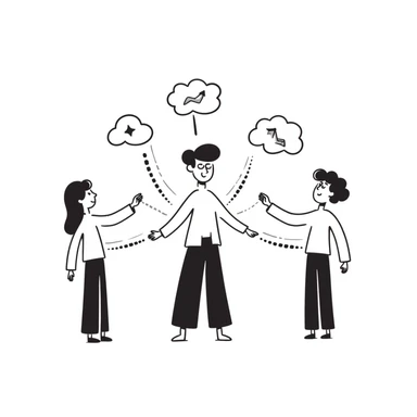 people connected by lines and sharing ideas teamwork and information sticker