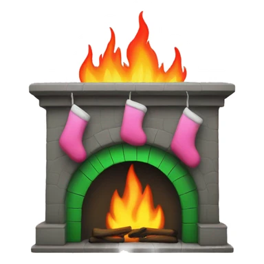 Fireplace with green and pink flames  sticker