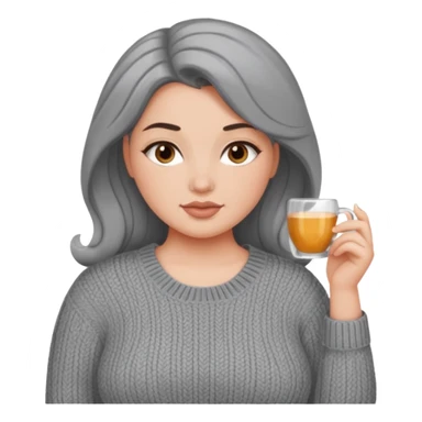 Design a woman’s grey sweater for a voluptuous woman. Just the sweater sticker