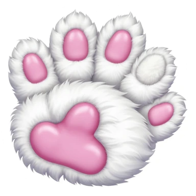 white fluffy paw, view from the top, cute, paw only, cat sticker