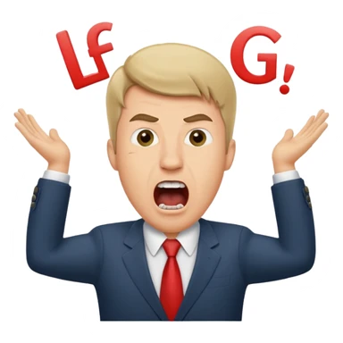 Crazy business guy screaming with the letters "LFG" exactly as quoted above his head sticker