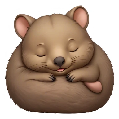 Meme-Worthy Cute Sleeping Wombat Portrait Emoji, Head resting peacefully with a contented smile, showcasing a robust, sturdy build and a luxuriously soft shaggy brown fur, eyes shut in a serene, restful nap, Simplified yet hilariously adorable features, highly detailed, glowing with a soft, drowsy light, high shine, relaxed and utterly lovable, stylized with an air of playful laziness, bright and heartwarming, soft glowing outline, capturing the essence of a comically sleepy wombat, so meme‐worthy it feels like it could instantly become the next viral sensation of adorable slumber! sticker