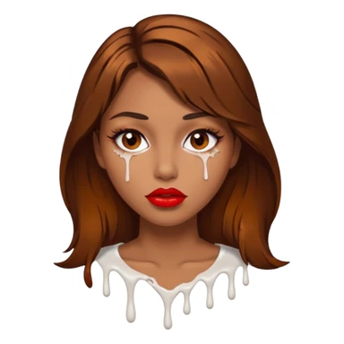 Brown Hair, Woman, white paint drip, face, hot, Sexy, lips sticker