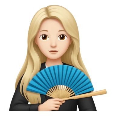 long haired folding fan holder sticker