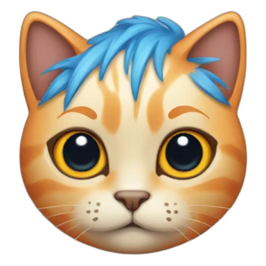 Cat-with-blue-hair-hold-tangerine sticker