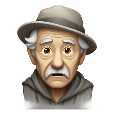 monochrome portrait of old man with weathered skin and a bewildered look  sticker