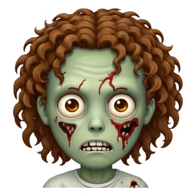 zombie emoji with brown curly hair sticker