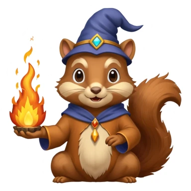 wizard squirrel summons fire in one hand sticker