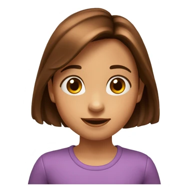 Estilo pixar niña de 8 años pelo castaño liso puntas rozadas, ojos marrones sticker