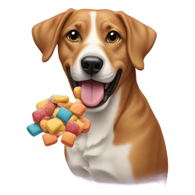 dog eating treats sticker