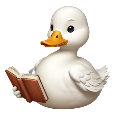 white duck holding book sticker