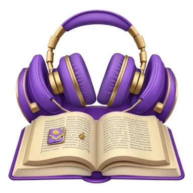 purple open storybook with purple headphones on top sticker