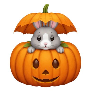 autumn cozy gray rabbit in pumpkin  sticker